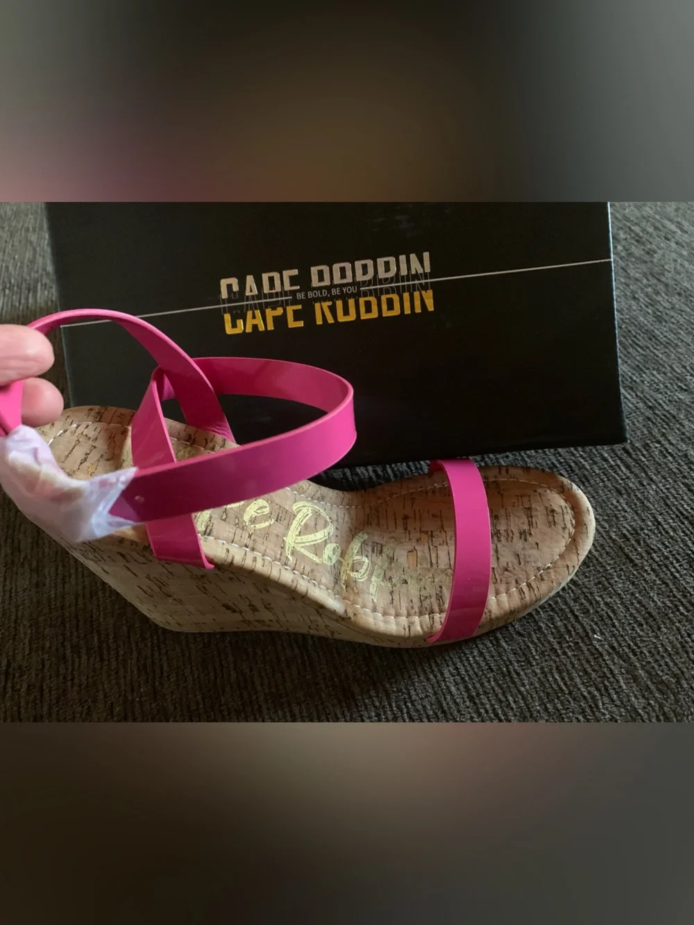 Hot pink patent Cape Robbin Danyi Platform Wedge Sandals